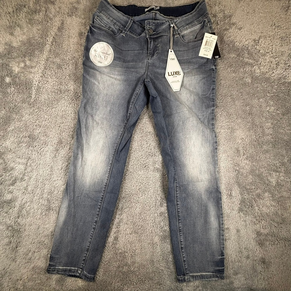 YMI Luxe Denim Essential Anklet Jeans Pot Blast Blue Size 16 NWT EP726487